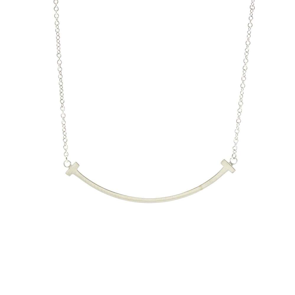 Tiffany Tiffany T Smile Small Size Necklace White Gold (18K) No Stone Men,Wom...